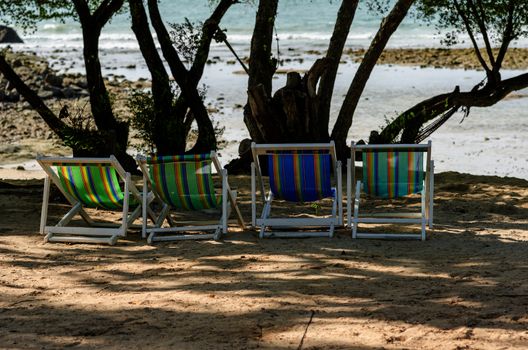 Beach colorful chair on the beach in Koh Samet Thailand