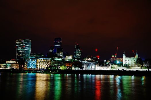 Financial district of the City of London in the night