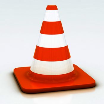 orange highway traffic cone on a white background