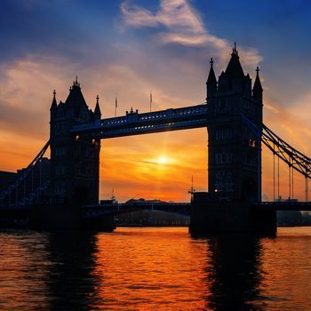 Tower Bridge at sunrise, London.