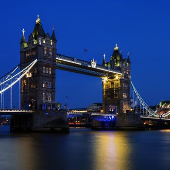 Famous Tower Bridge in the evening, London, England