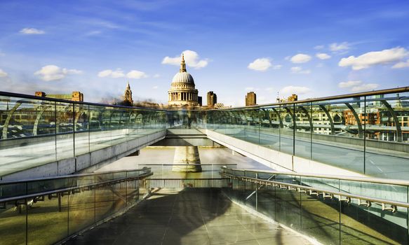 St Paul's Cathedral and the Millennium Bridge in London