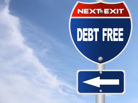 Debt free road sign