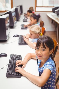 Cute pupils in computer class at the elementary school