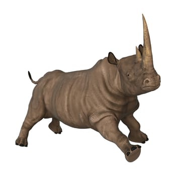 3D digital render of a rhinoceros isolated on white background