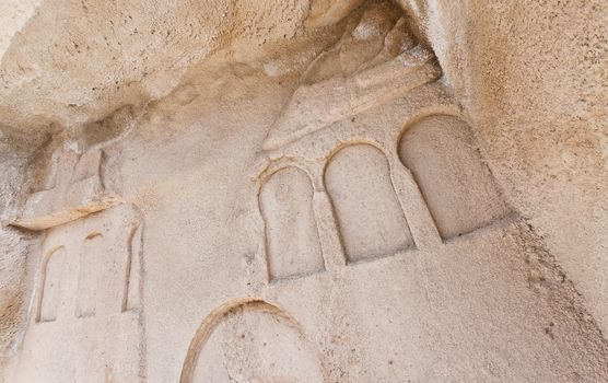 Architectural detail from Goreme church in Cappadocia Turkey