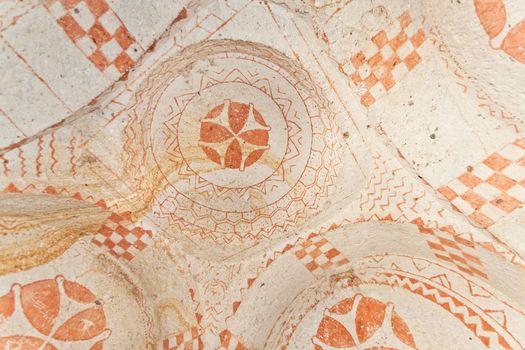 Detail of cross frescoe from Cappadocia church in Turkey