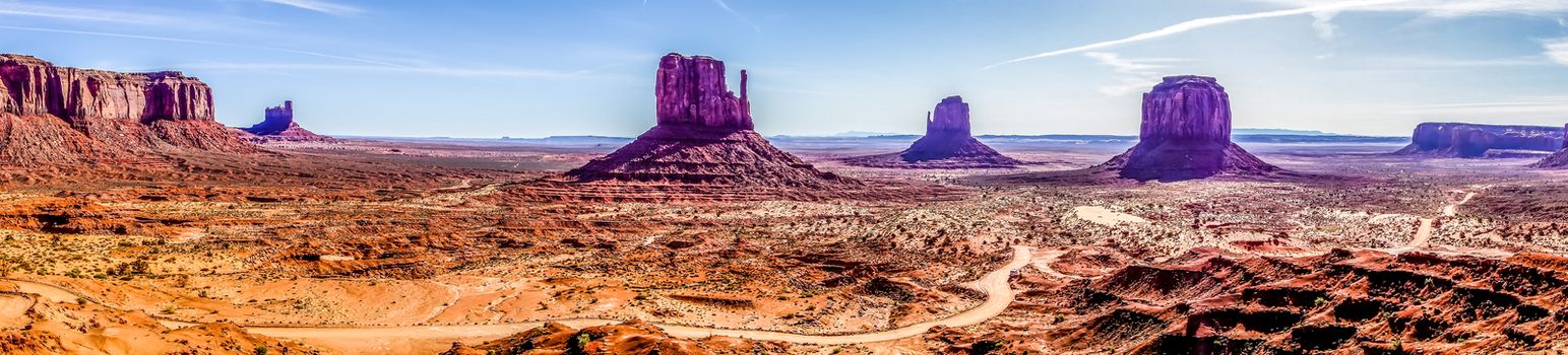 Monument valley under the blue sky