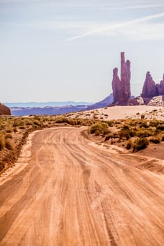 descending into Monument Valley at Utah  Arizona border 