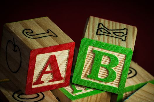 Wooden Alphabet Blocks Kids play with in elementary school