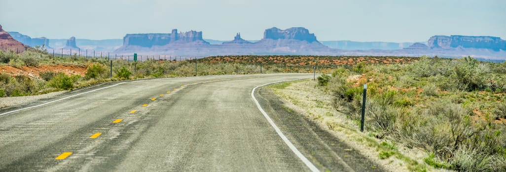 descending into Monument Valley at Utah  Arizona border 