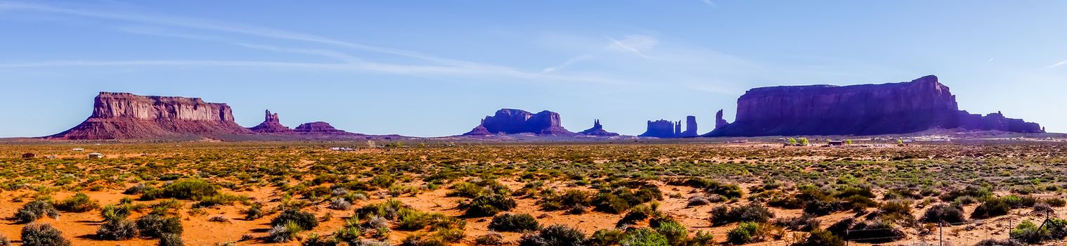 Monument valley under the blue sky