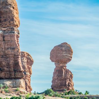 Balanced Rock in Arches National Park near Moab  Utah at sunset