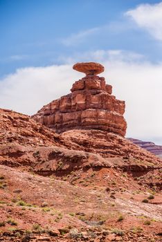 mexican hat rock monument landscape on sunny day