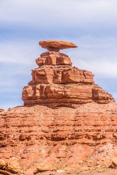 mexican hat rock monument landscape on sunny day