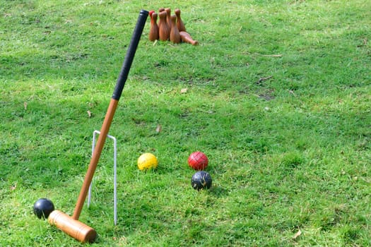 Croquet Equipment and outdoor  skittles