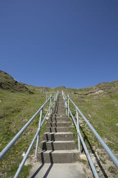 The steps to the Silver Strand beach in Glencolmcille, Co. Donegal, Ireland
