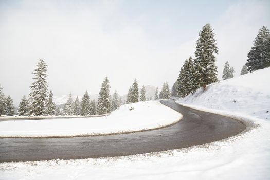 Winter road in snow season
