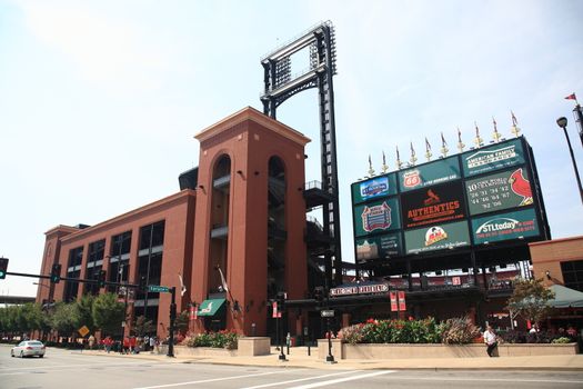 Fans gather for a late season Cardinals baseball game at Busch Stadium.