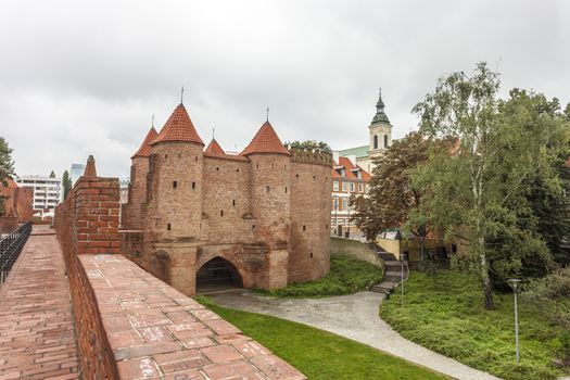 The Warsaw Barbican is part of historic fortifications around city. Now it is located between the Old and New Towns and is a major tourist attraction.
