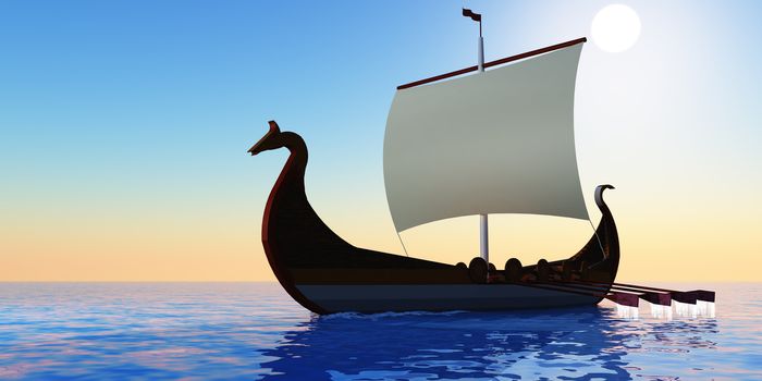 The Viking civilization explored many countries in the Northern Atlantic ocean with longboats.