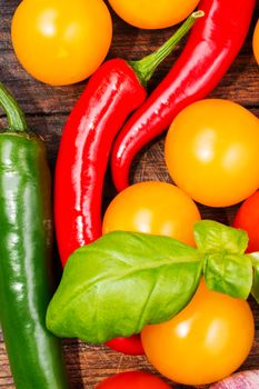 Fresh vegetables on table