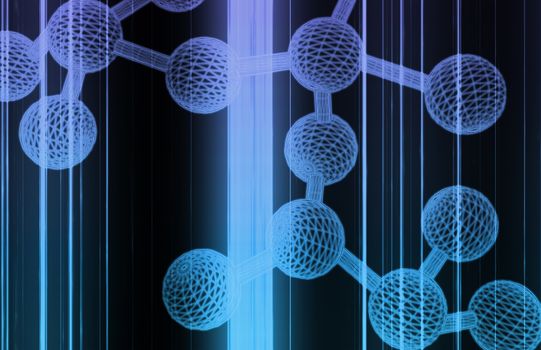 Molecule DNA Cell in Wireframe Mesh Art