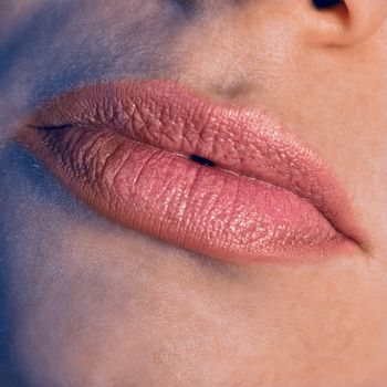 close-up of lips of a young woman
