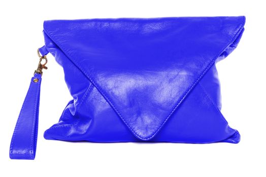 Medium blue colour woman bag isolated on white background