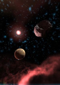 Digital 3D Illustration of a Space Scene, no NASA Image