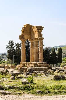 Valley of Temples at Agrigento, Sicilia, Italy. Temple of Dioscuri (Castor and Pollux). 