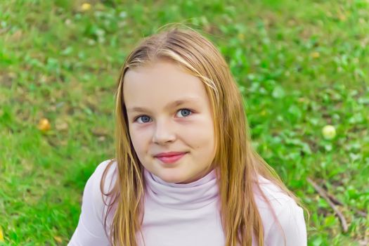 Photo of cute girl with big blue eyes