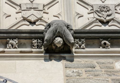 PRINCETON, NJ - OCTOBER 20: Colorful autumn in one of the best and oldest universities in USA, belonging to elite Ivy Leaque, classified at the 1-st place in ranking. Detailed view of high reliefs at the top of famous Blair Arch, October 20, 2013 in Princeton, NJ