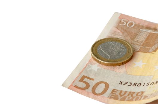 Euro money cash isolated on white background. 
