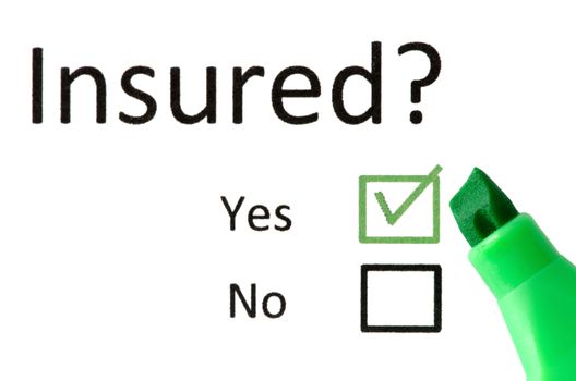 Risk or insurance busines concept and green marker.