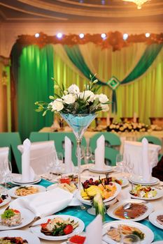 wedding decorations in the restaurant.