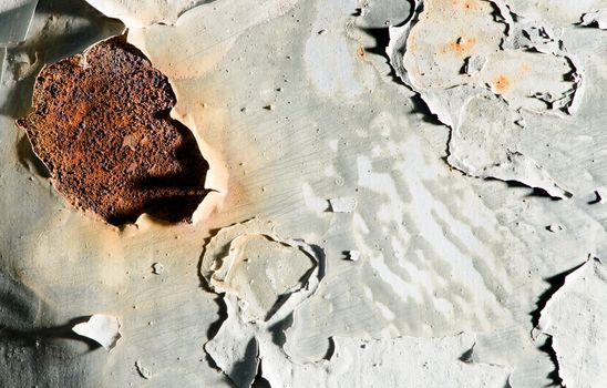 Rusty surface of iron doors, crackled paint.