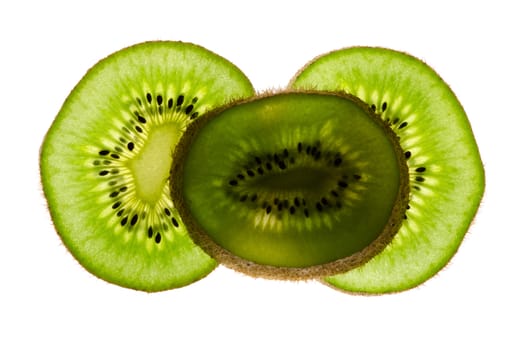 Three sheets of kiwi, fresh fruit healthy snack.