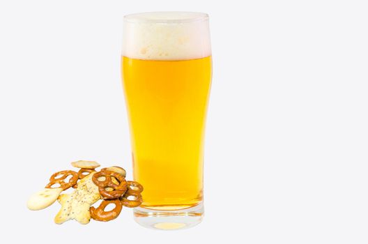 Salt pastries, snacks against white background.