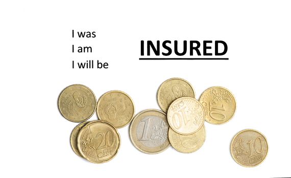 Onsurance business concept and several euro coins.