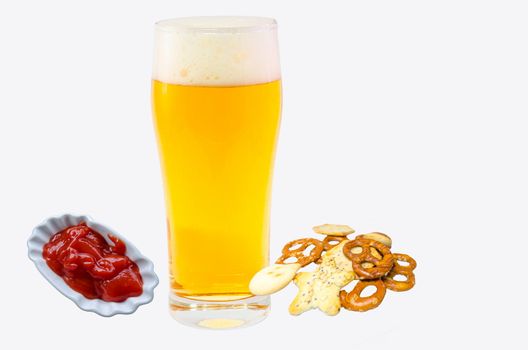 Salt pastries, snacks against white background.