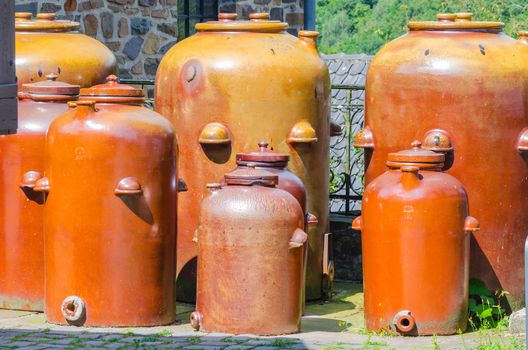 Jars, jugs, clay pots for storing oil, vinegar, sauerkraut, wine, etc.