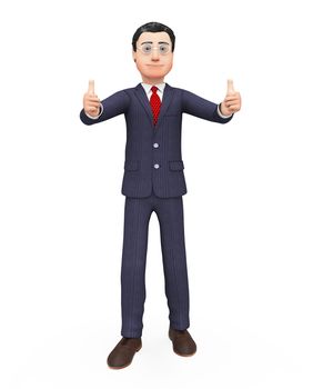 Thumbs Up Businessman Showing All Right And Agreement