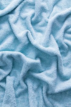 Close up Light Blue Textured Soft Cotton Unfolded Bath Towel for Backgrounds