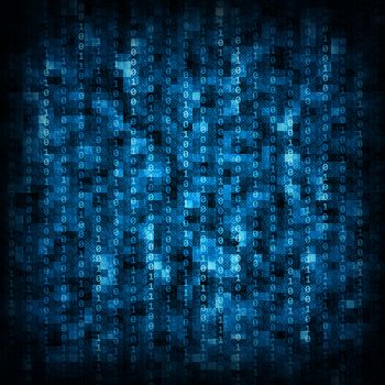 Abstract blue and black matrix background with numbers