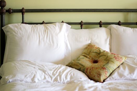 Double bed in the hotel room