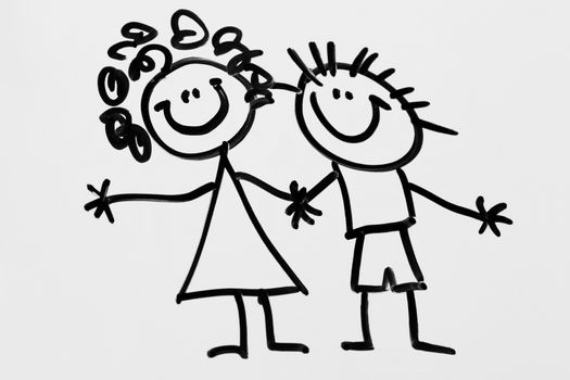 Children's drawing. Image friends on a white background