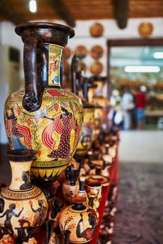 Shop with pottery on the island of Rhodes                               