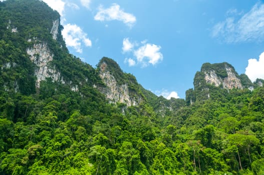 Landscape of mountains and sky among scenic natural