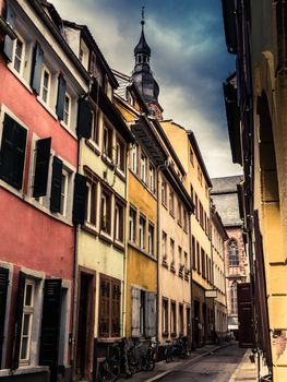 A European Backstreet In Medieval Heidelberg, Germany